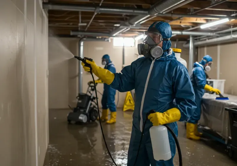 Basement Sanitization and Antimicrobial Treatment process in Riverview, MI